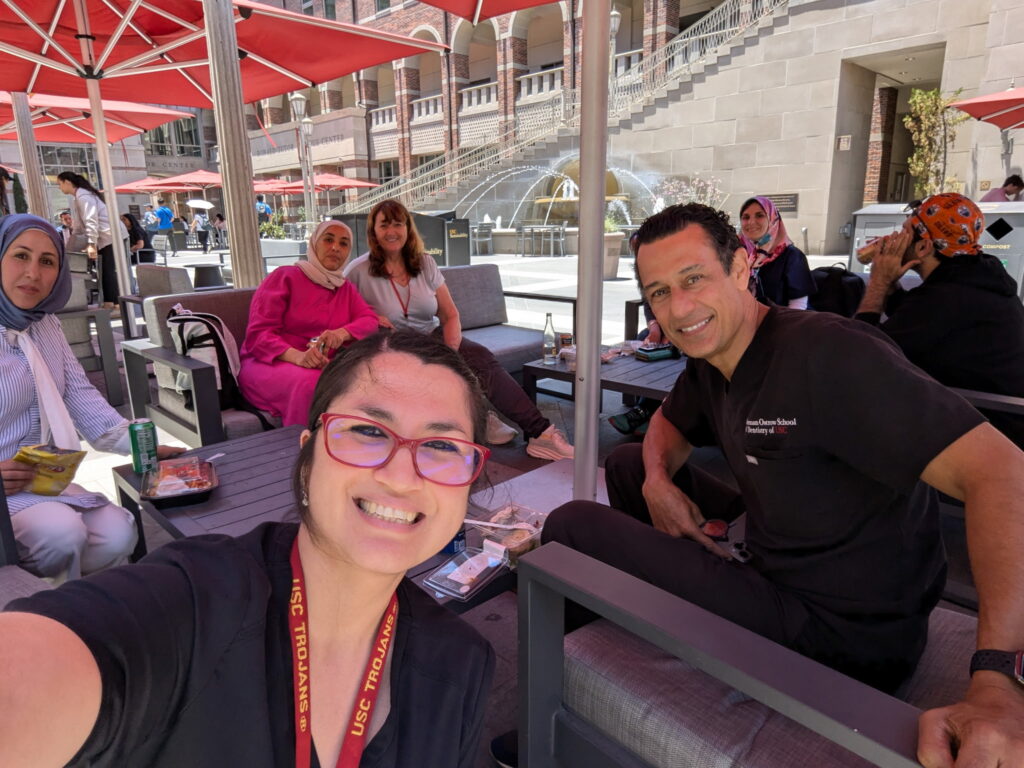 Students and faculty eating lunch in the USC commons area.